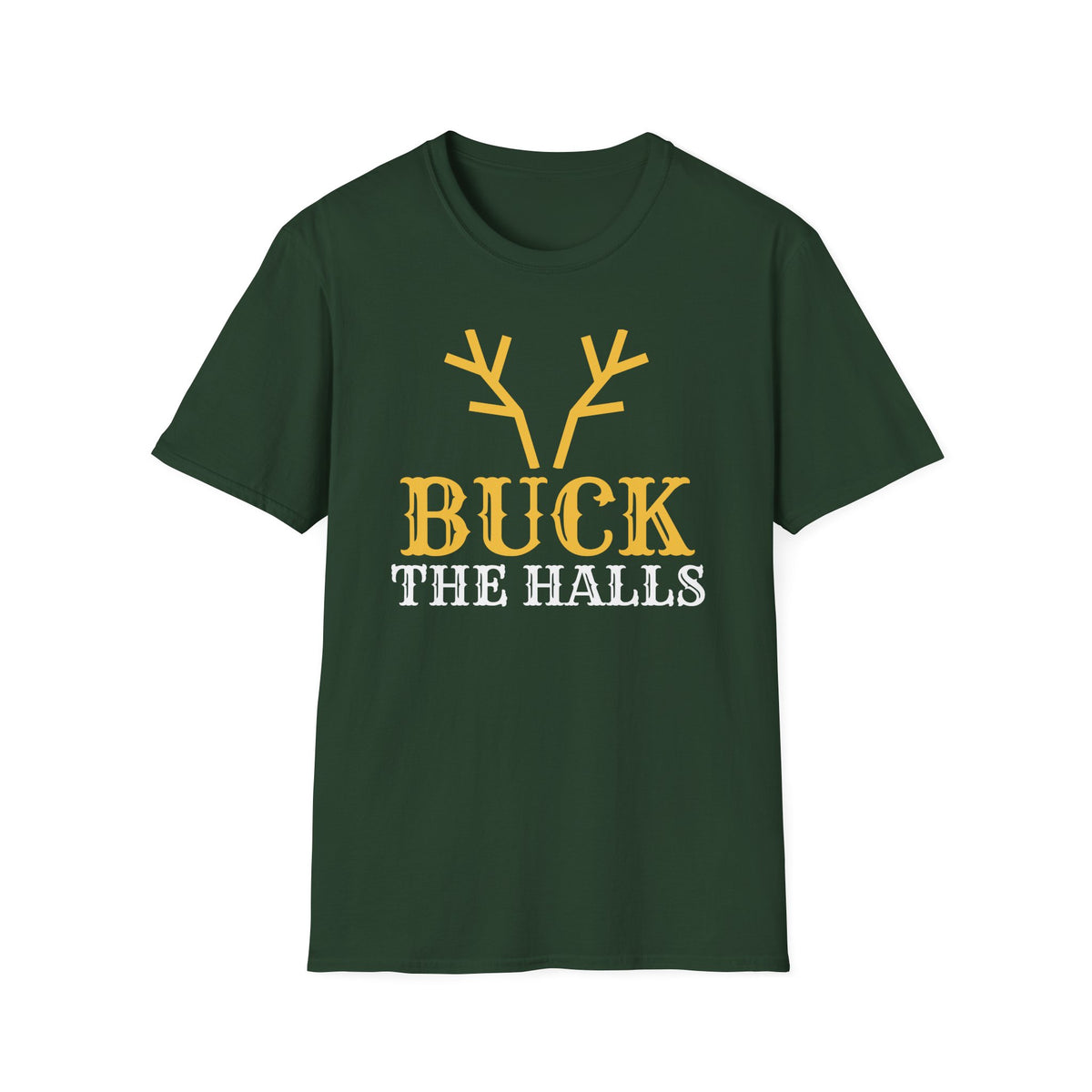 Buck The Halls Funny Deer Hunting Christmas T-Shirt – Gifted Porch, view 3