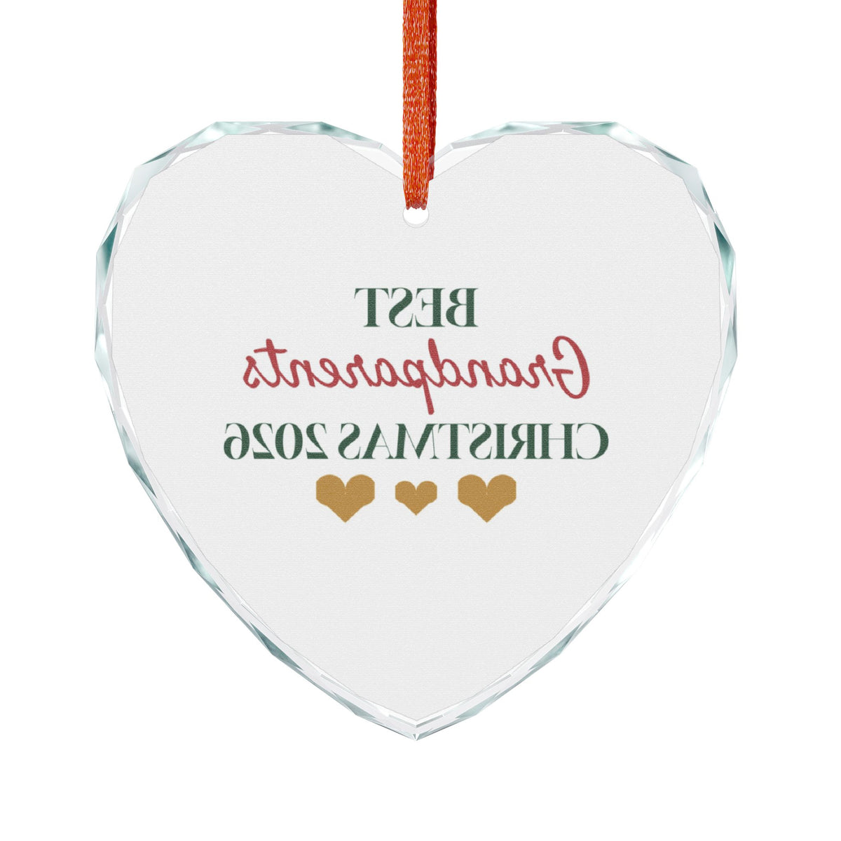 Grandparents 2026 Glass Heart Ornament