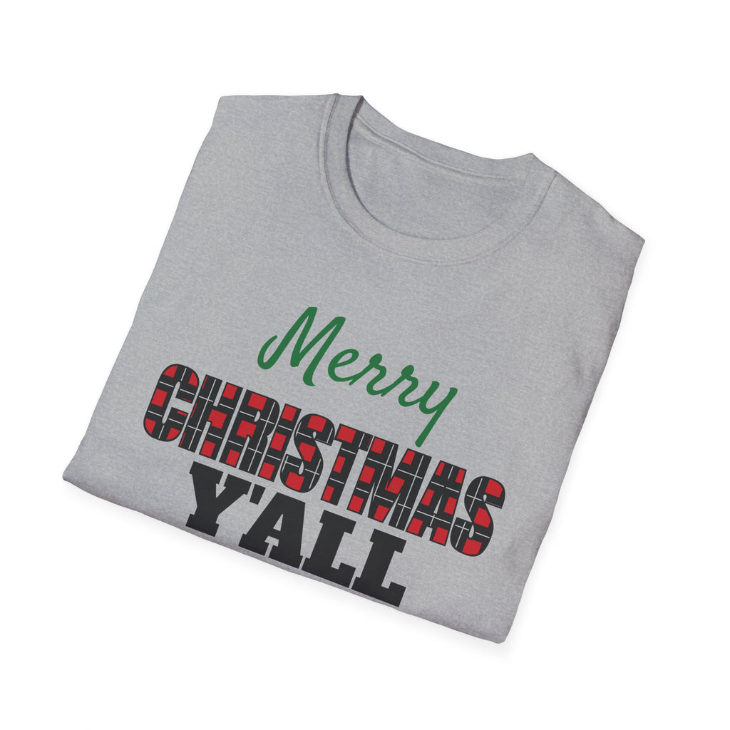 Merry Christmas Yall Buffalo Plaid Southern Country Christmas T-Shirt Unisex – Gifted Porch
