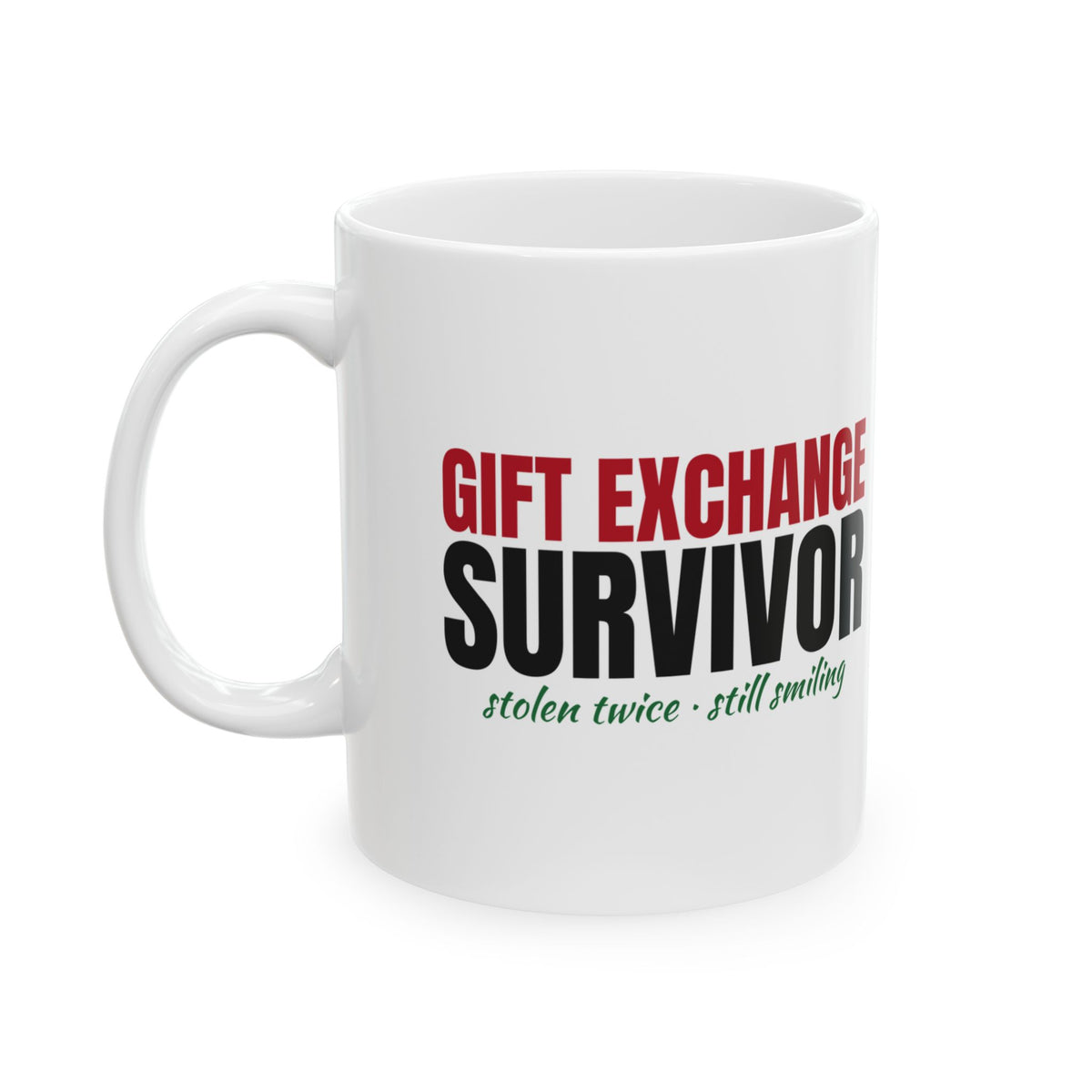 Gift Exchange Survivor Funny Christmas Mug – Gifted Porch, view 1