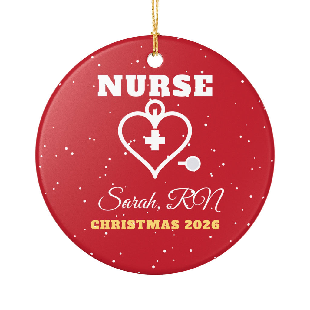 Personalized Nurse Stethoscope Heart Christmas Ornament 2026 – Gifted Porch, view 2