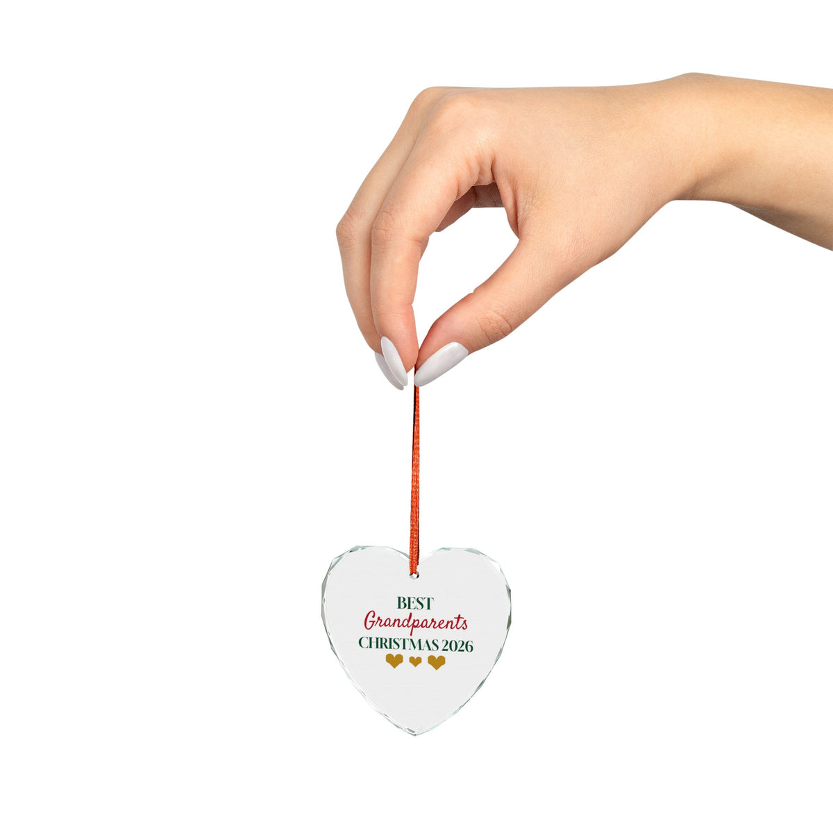 Grandparents 2026 Glass Heart Ornament