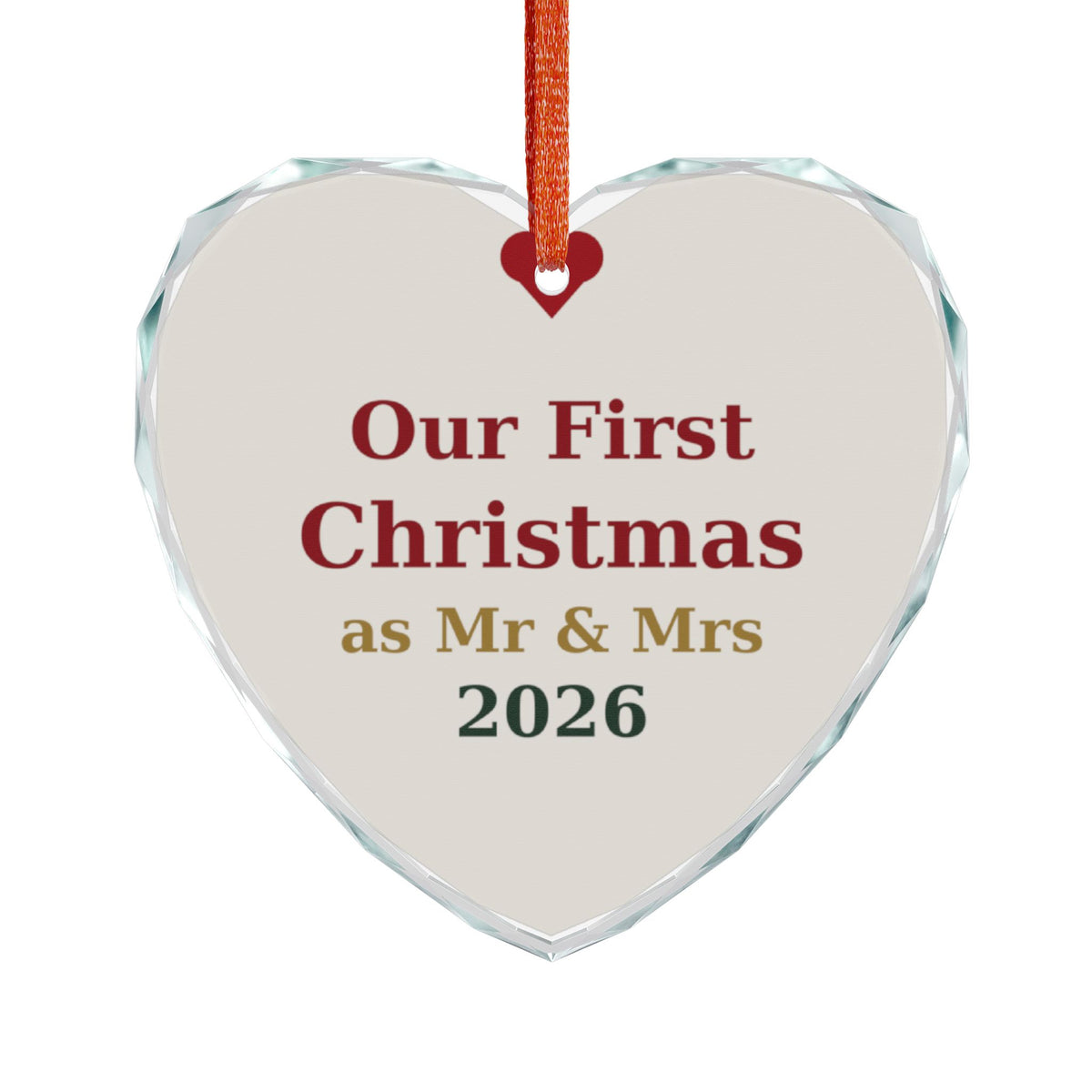 Mr & Mrs First Christmas Crystal Glass Ornament