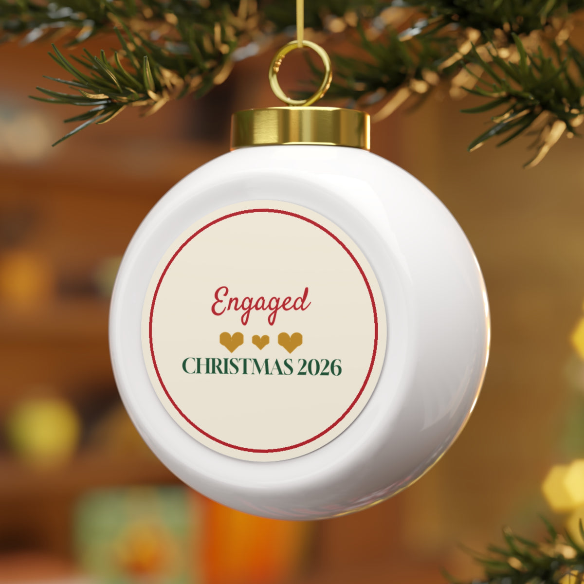 Engaged 2026 Glass Ball Ornament