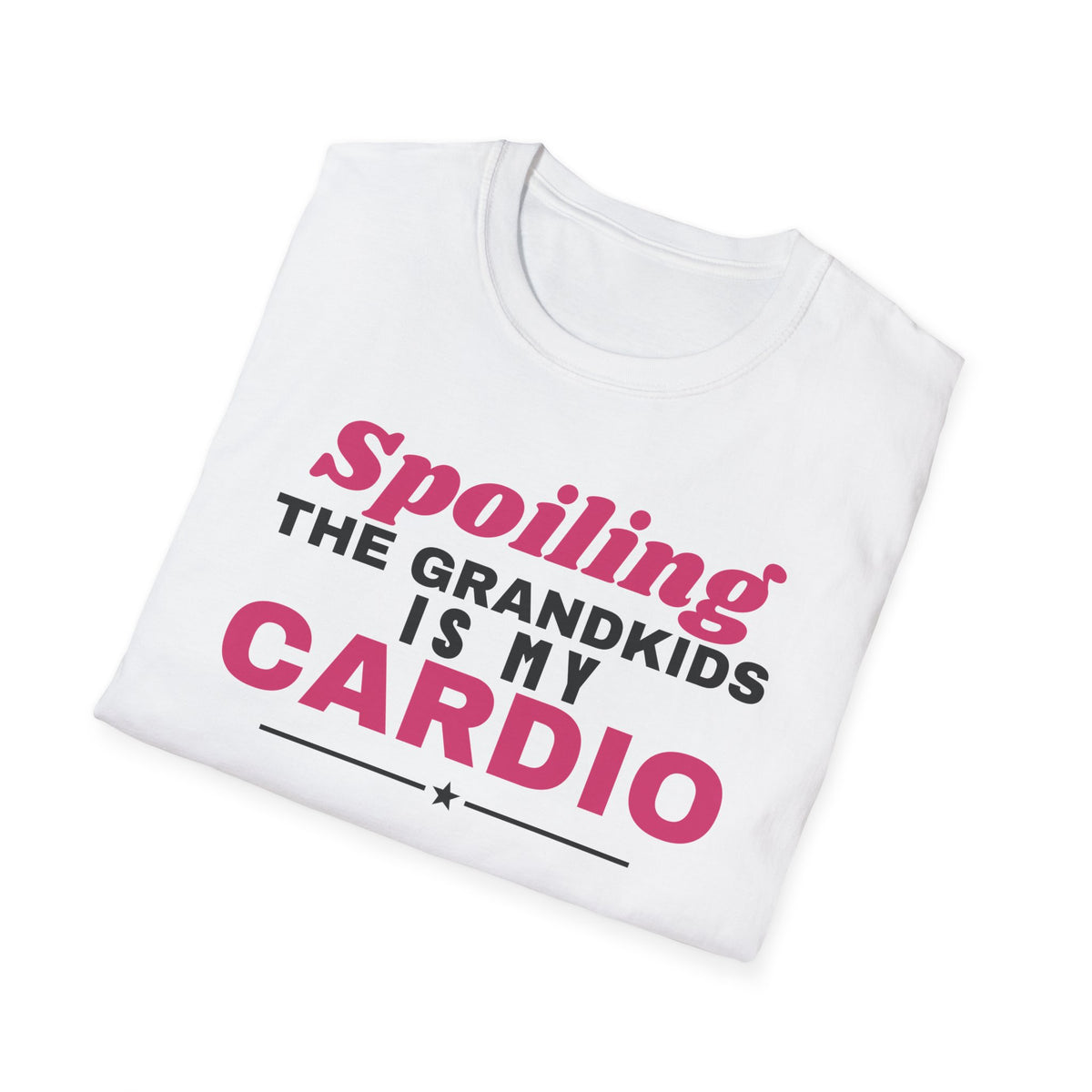 Spoiling The Grandkids Is My Cardio Grandma Grandpa T-Shirt – Gifted Porch, view 5