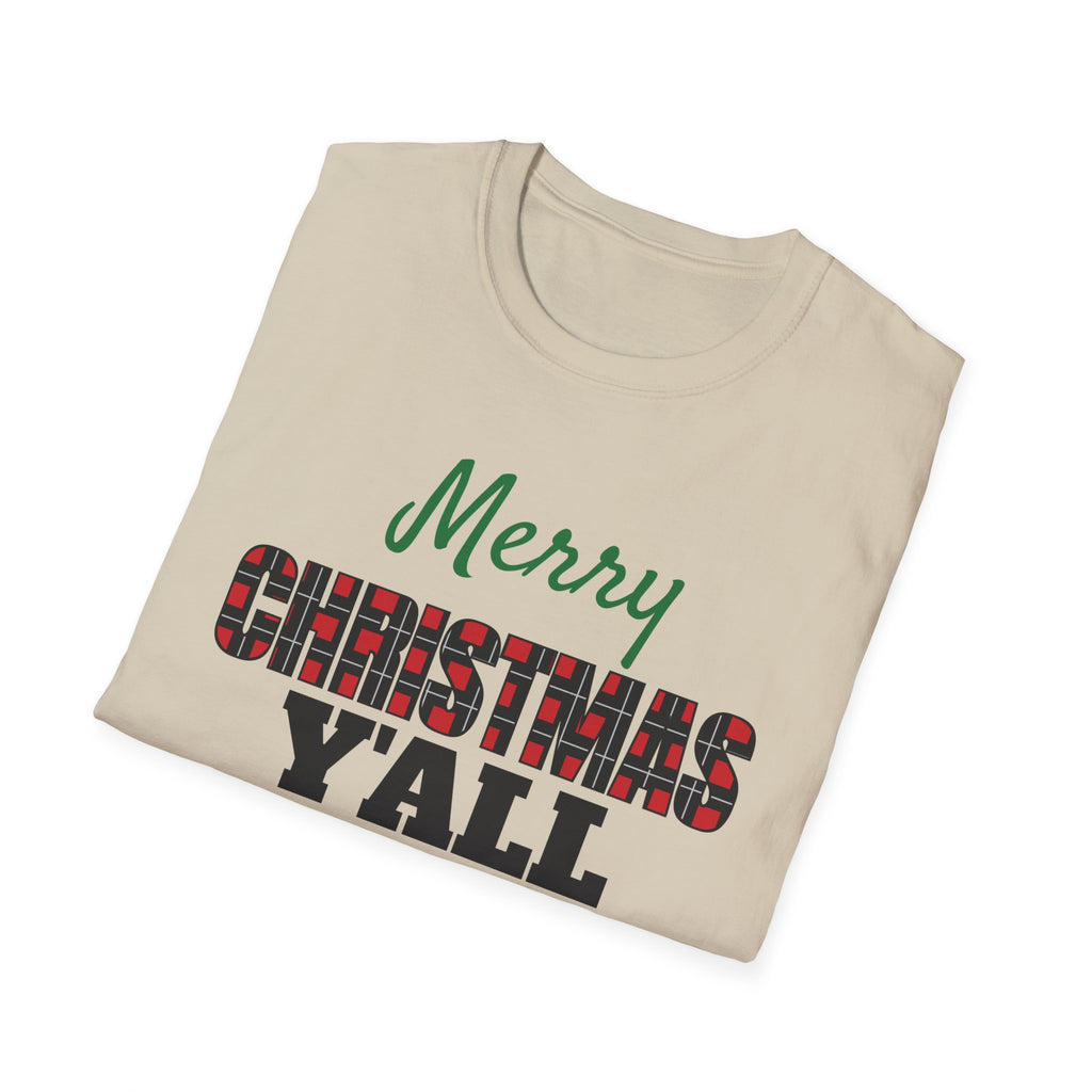 Merry Christmas Yall Buffalo Plaid Southern Country Christmas T-Shirt Unisex – Gifted Porch