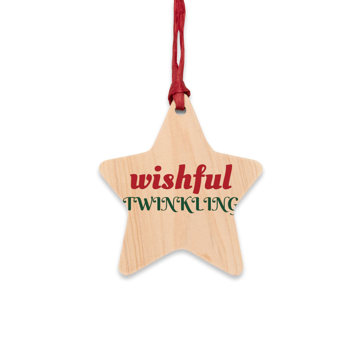 Wishful Twinkling Wood Star Ornament
