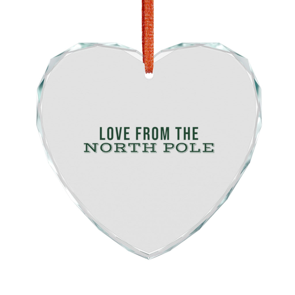 Love From the North Pole Glass Heart Ornament