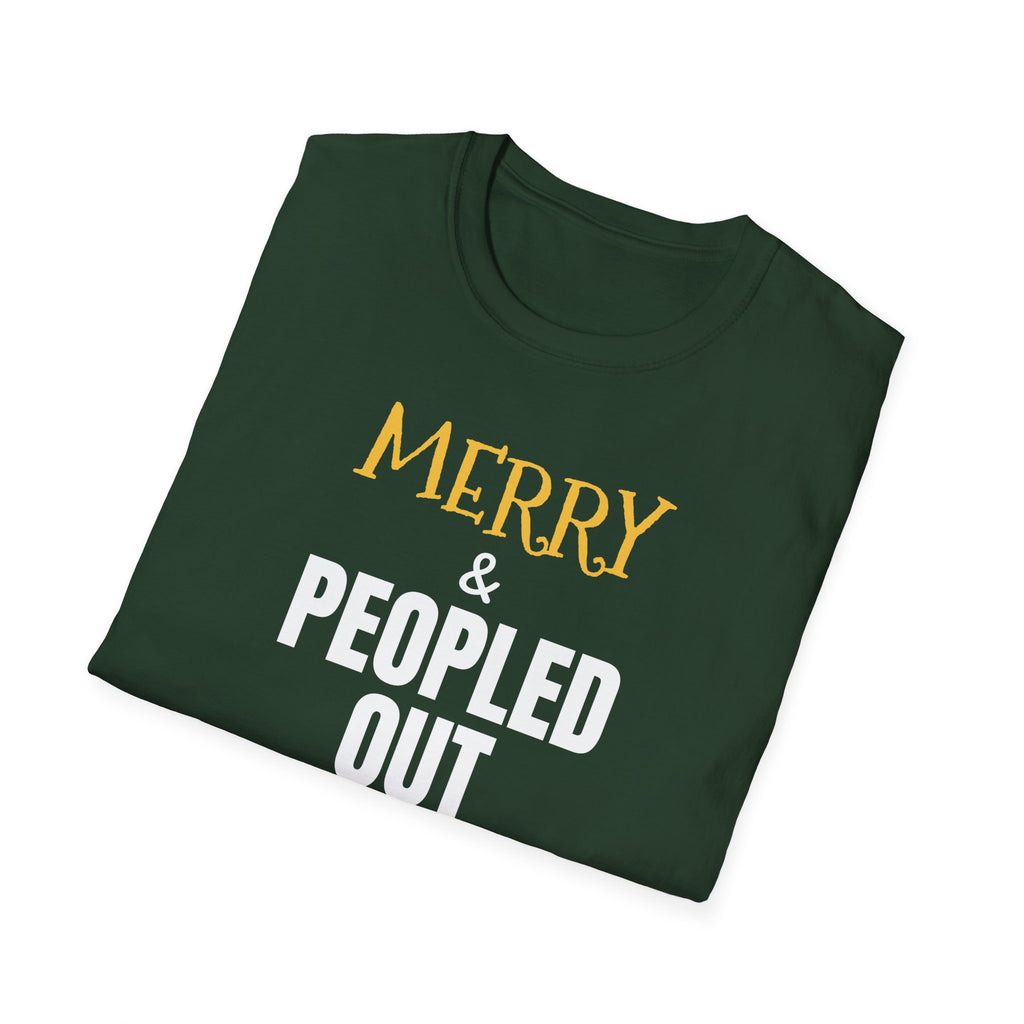 Merry And Peopled Out Funny Introvert Christmas T-Shirt – Gifted Porch, view 13
