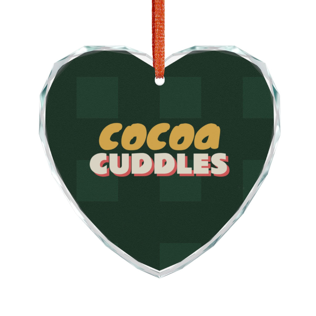 Cocoa Cuddles Glass Heart Ornament