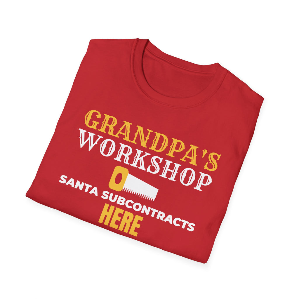 Grandpa's Workshop Santa Subcontracts Here T-Shirt – Gifted Porch, view 16