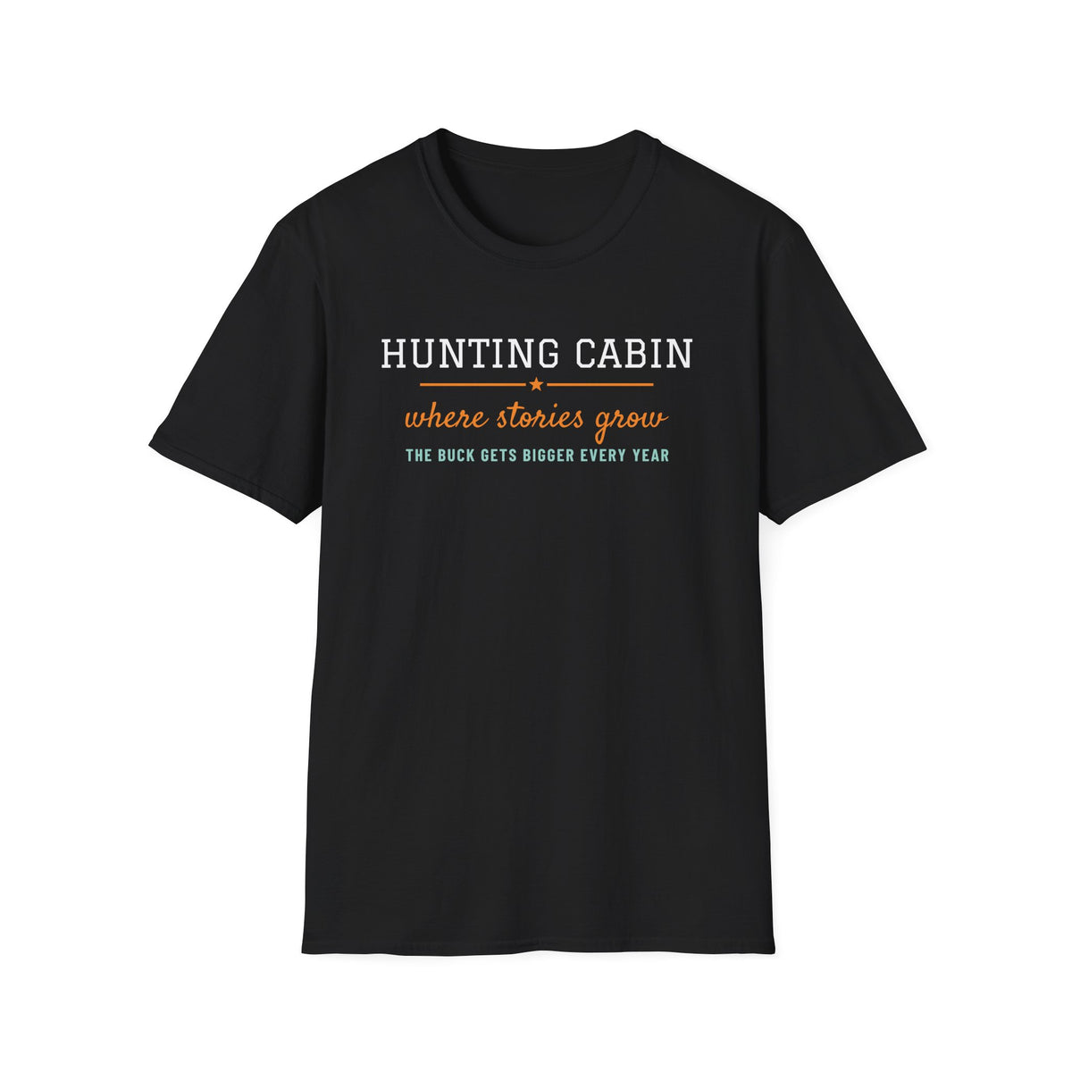 Hunting Cabin Where Stories Grow Funny Hunting T-Shirt – Gifted Porch, view 2