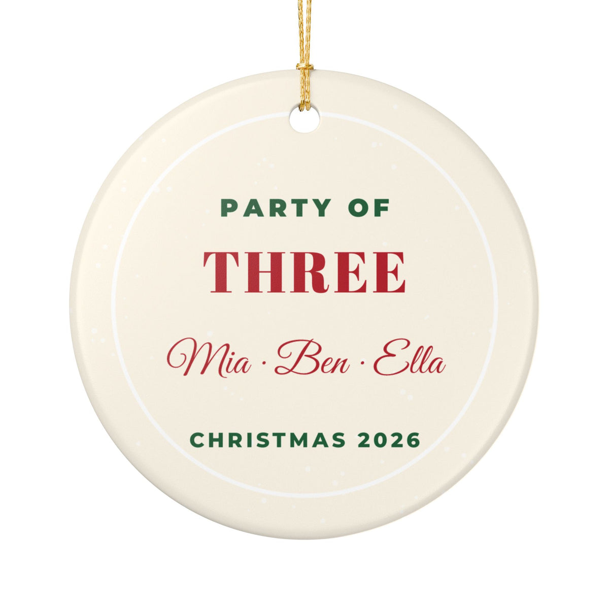 Party Of Three 2026 Personalized Names Christmas Ornament – Gifted Porch, view 2
