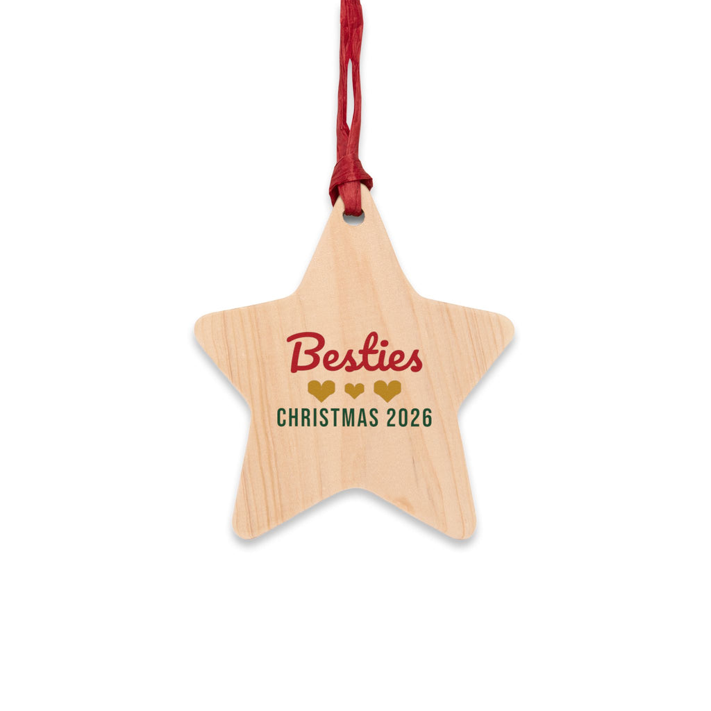 Bestie Christmas 2026 Wood Star Ornament