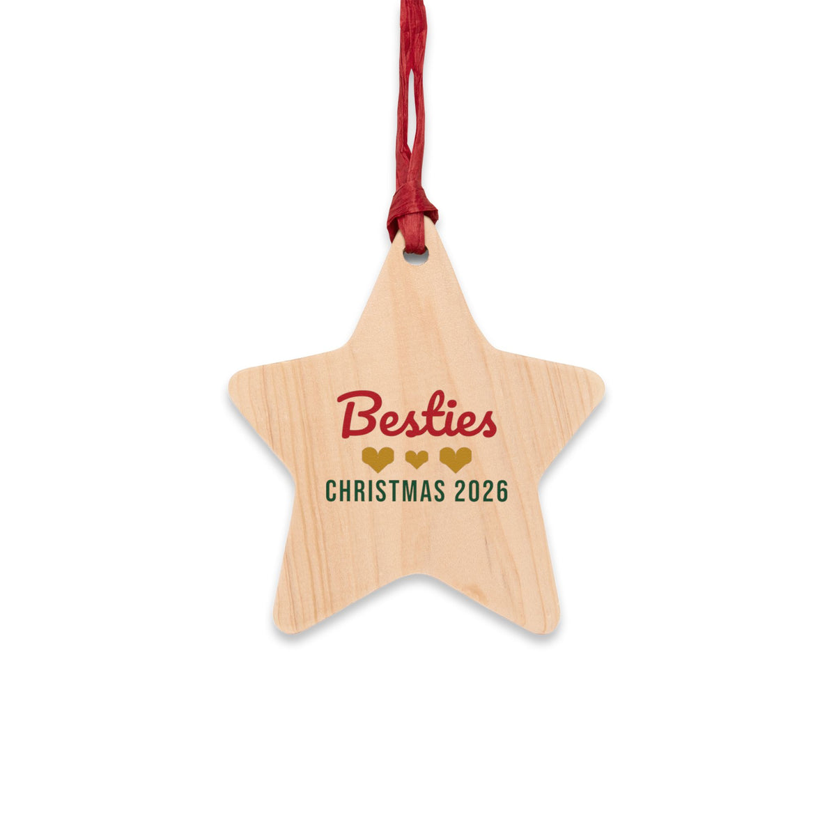 Bestie Christmas 2026 Wood Star Ornament