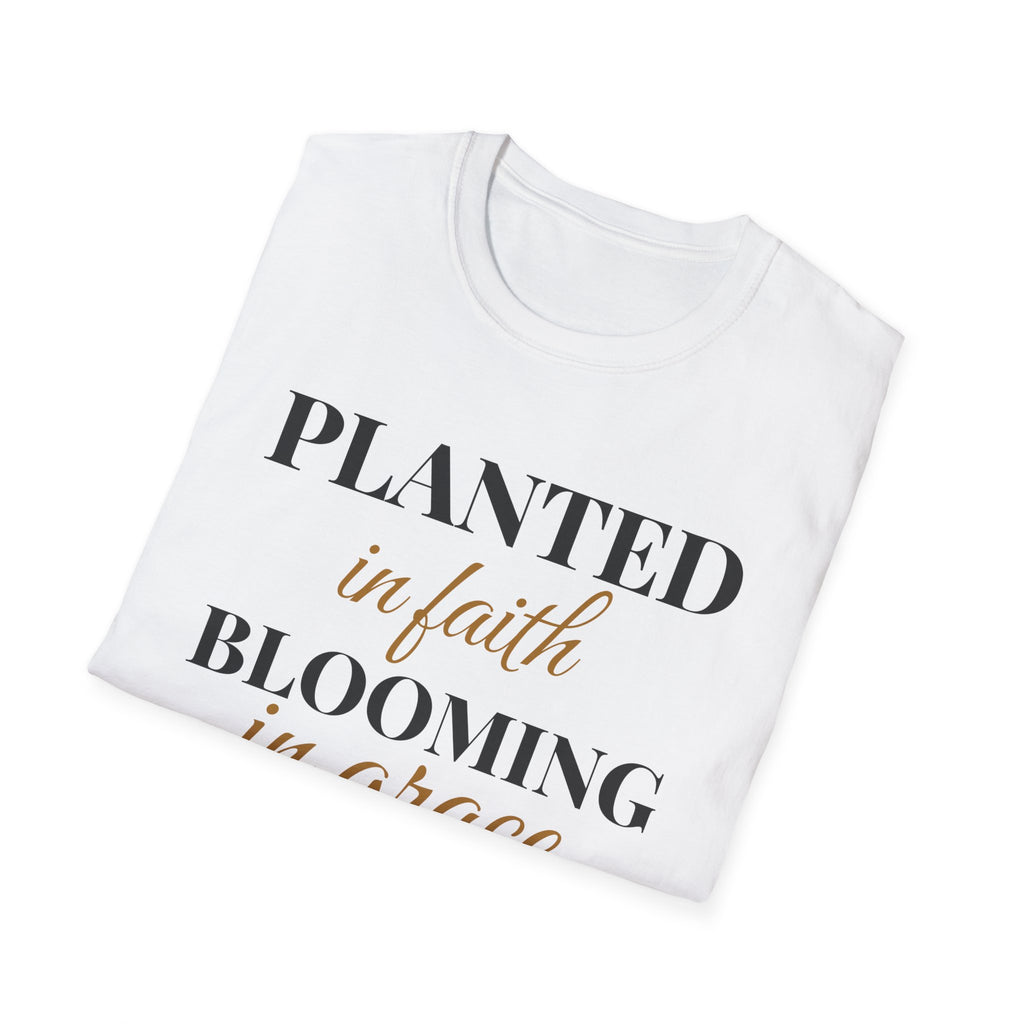 Planted In Faith Blooming In Grace Christian T-Shirt – Gifted Porch, view 5