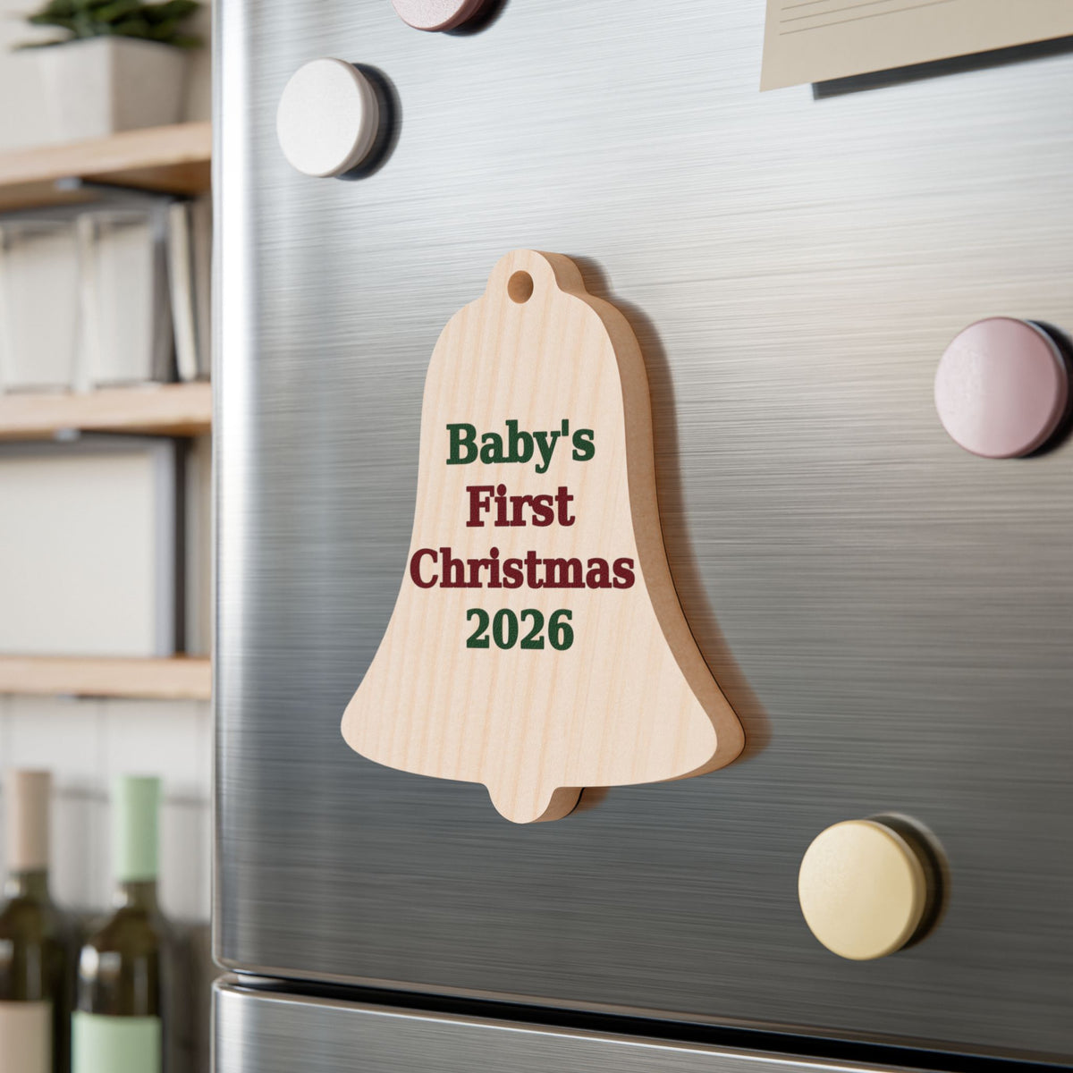 Baby's First Christmas Bell Wood Ornament
