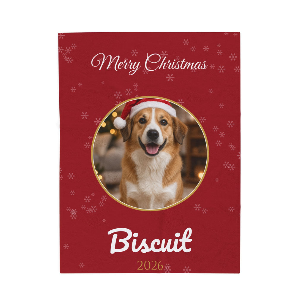 Custom Pet Photo Christmas Blanket With Name – Gifted Porch