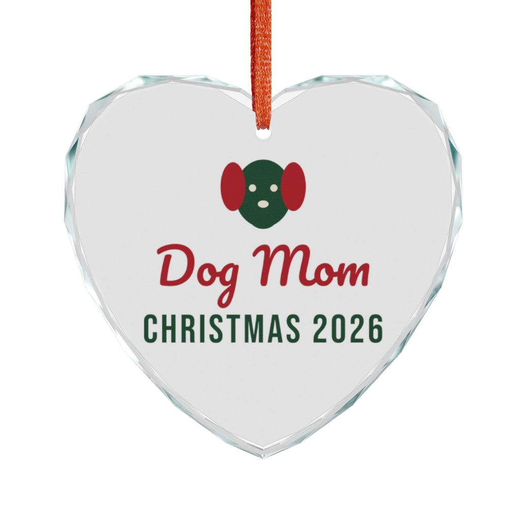 Dog Mom Christmas Glass Heart Ornament