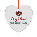 Dog Mom Christmas Glass Heart Ornament