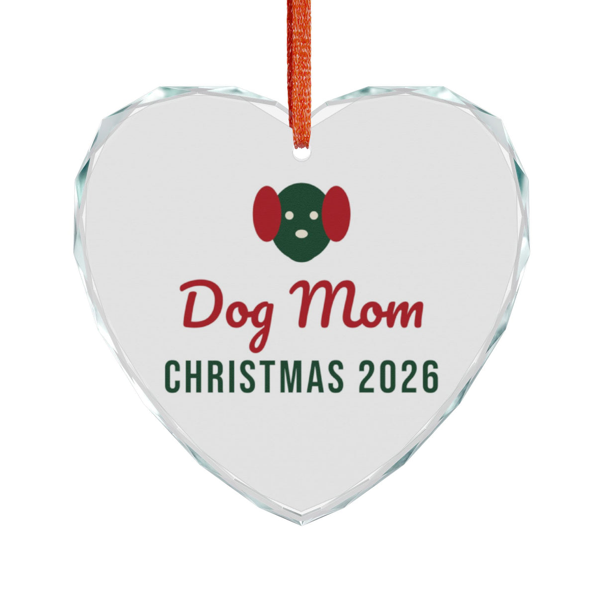 Dog Mom Christmas Glass Heart Ornament