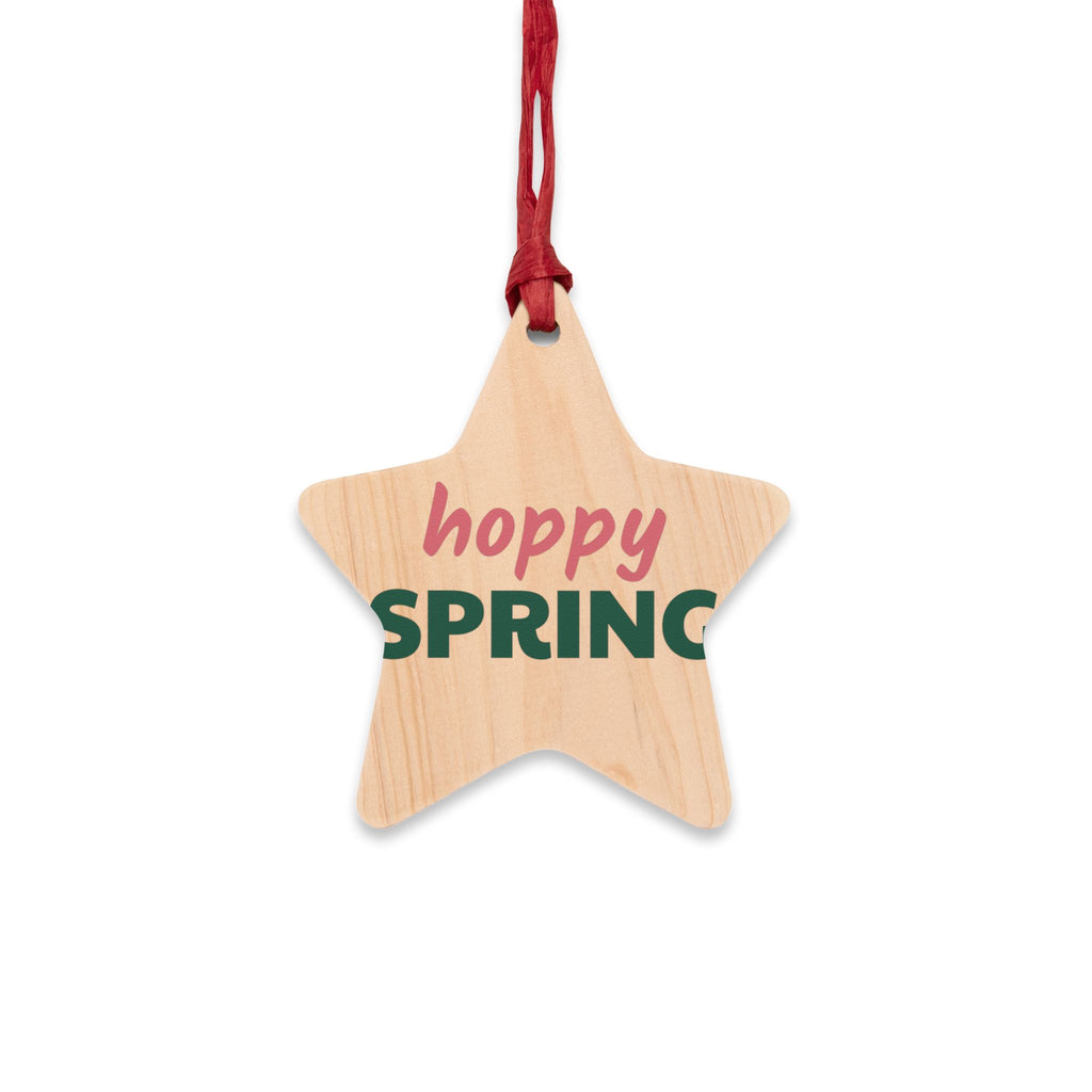 Hoppy Spring Wood Star Ornament