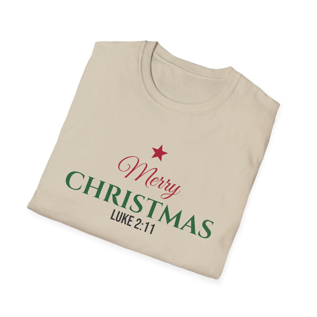 Merry Christmas Luke 2:11 Christian T-Shirt Savior Is Born Holiday Tee – Gifted Porch