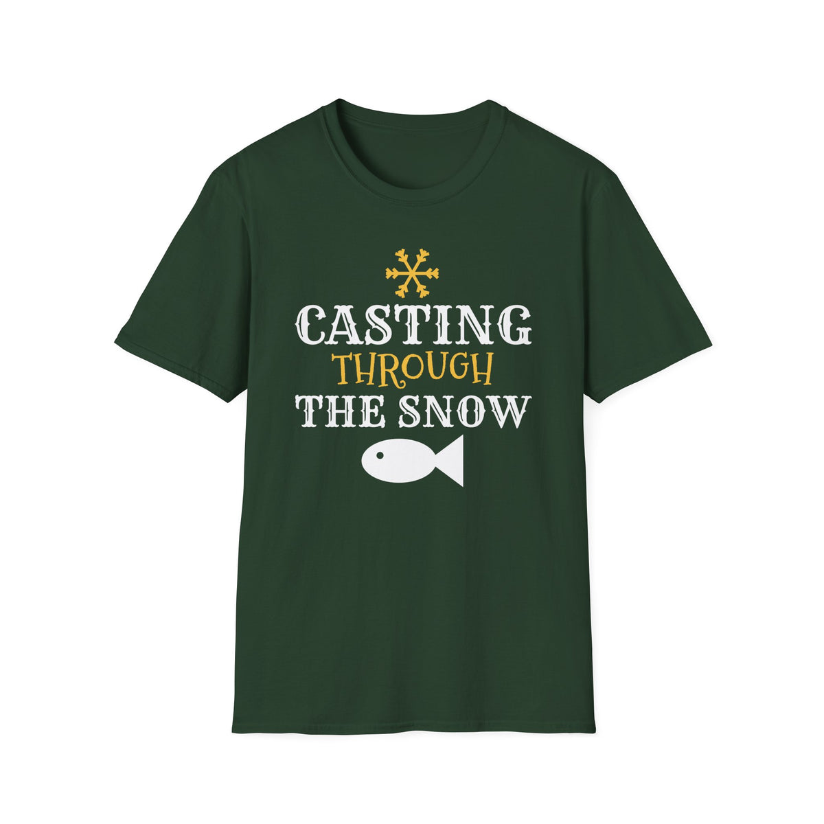 Casting Through The Snow Funny Fishing Christmas T-Shirt – Gifted Porch, view 3