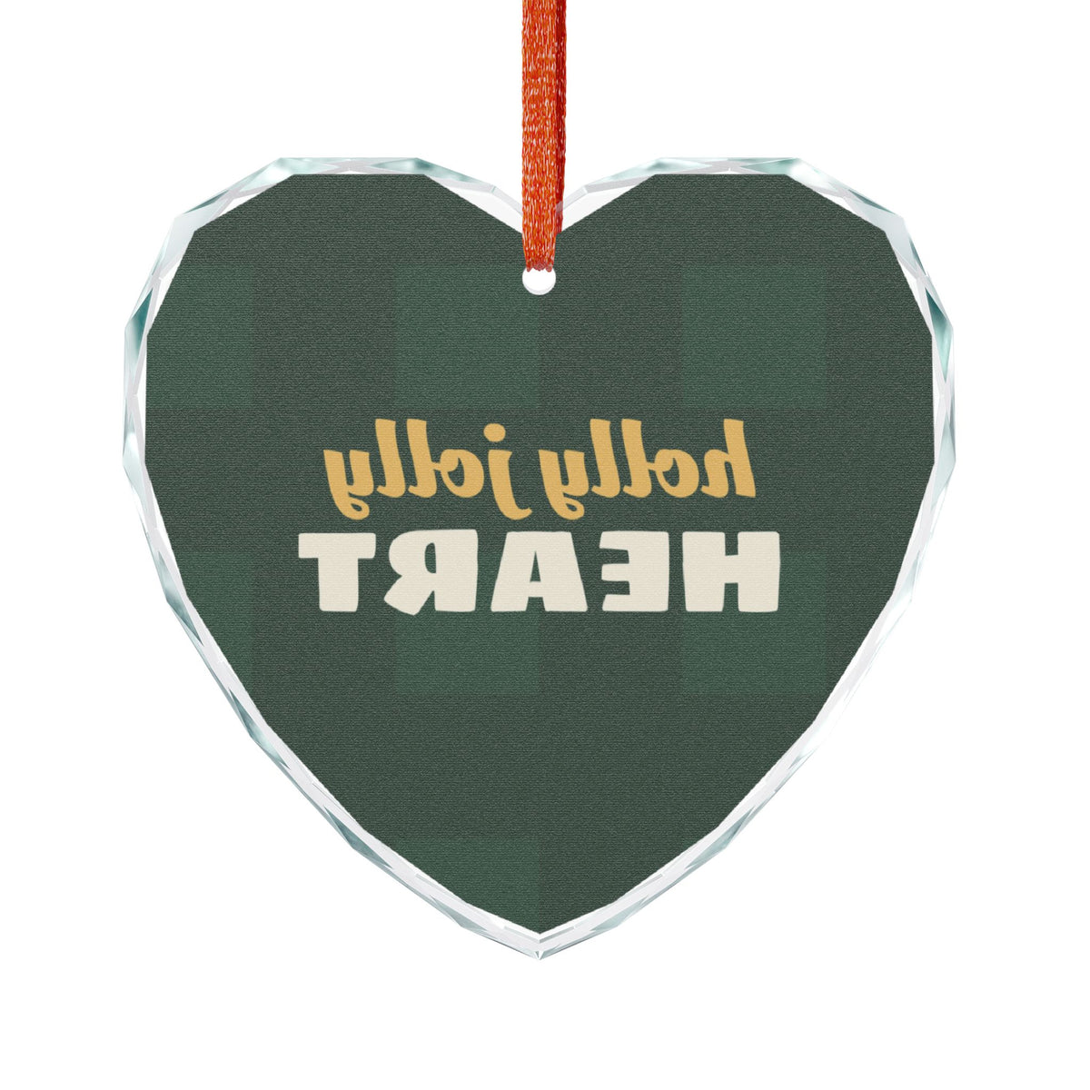 Holly Jolly Heart Glass Heart Ornament