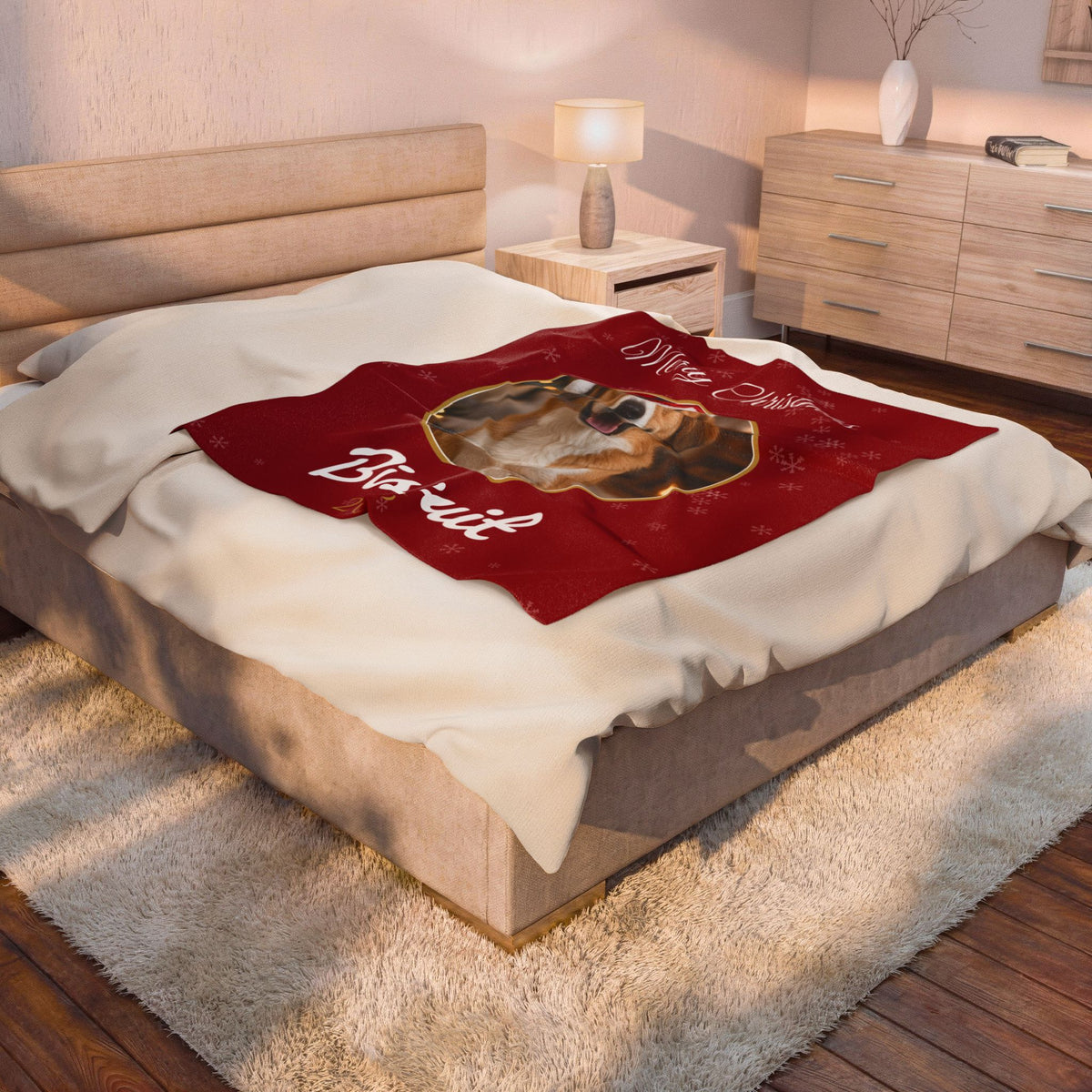 Custom Pet Photo Christmas Blanket With Name – Gifted Porch