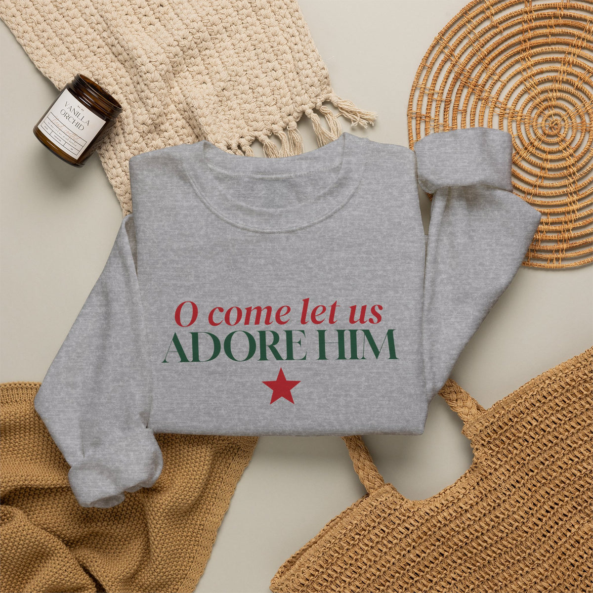 O Come Let Us Adore Him Christmas Sweatshirt