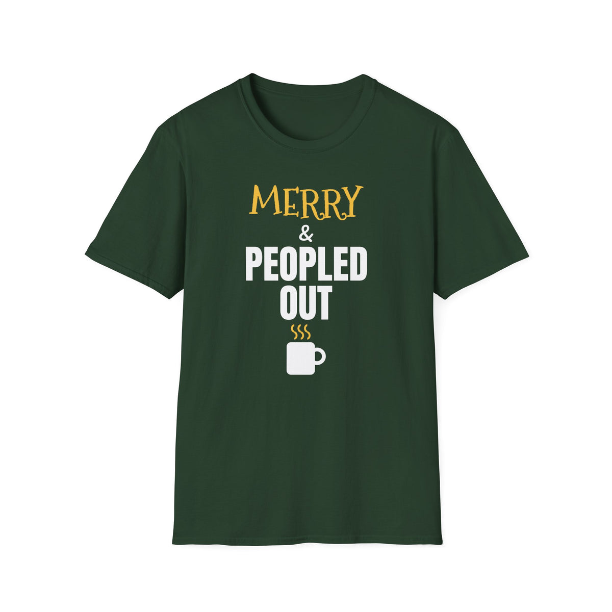 Merry And Peopled Out Funny Introvert Christmas T-Shirt – Gifted Porch, view 3