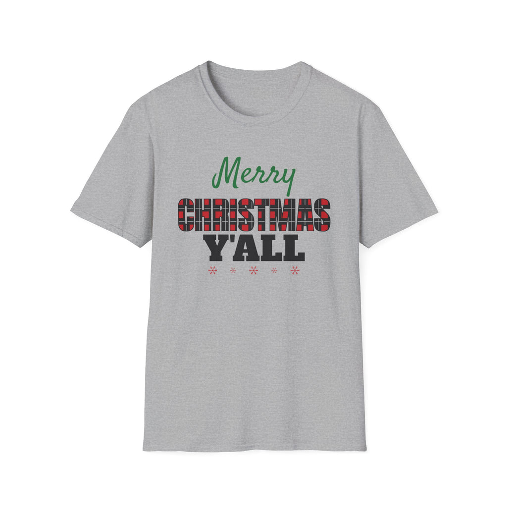 Merry Christmas Yall Buffalo Plaid Southern Country Christmas T-Shirt Unisex – Gifted Porch