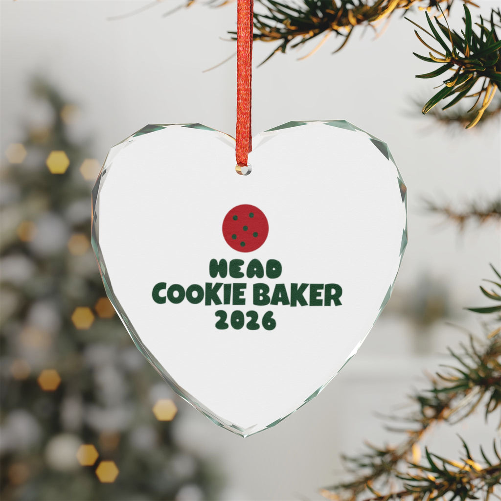 Cookie Baker 2026 Glass Heart Ornament