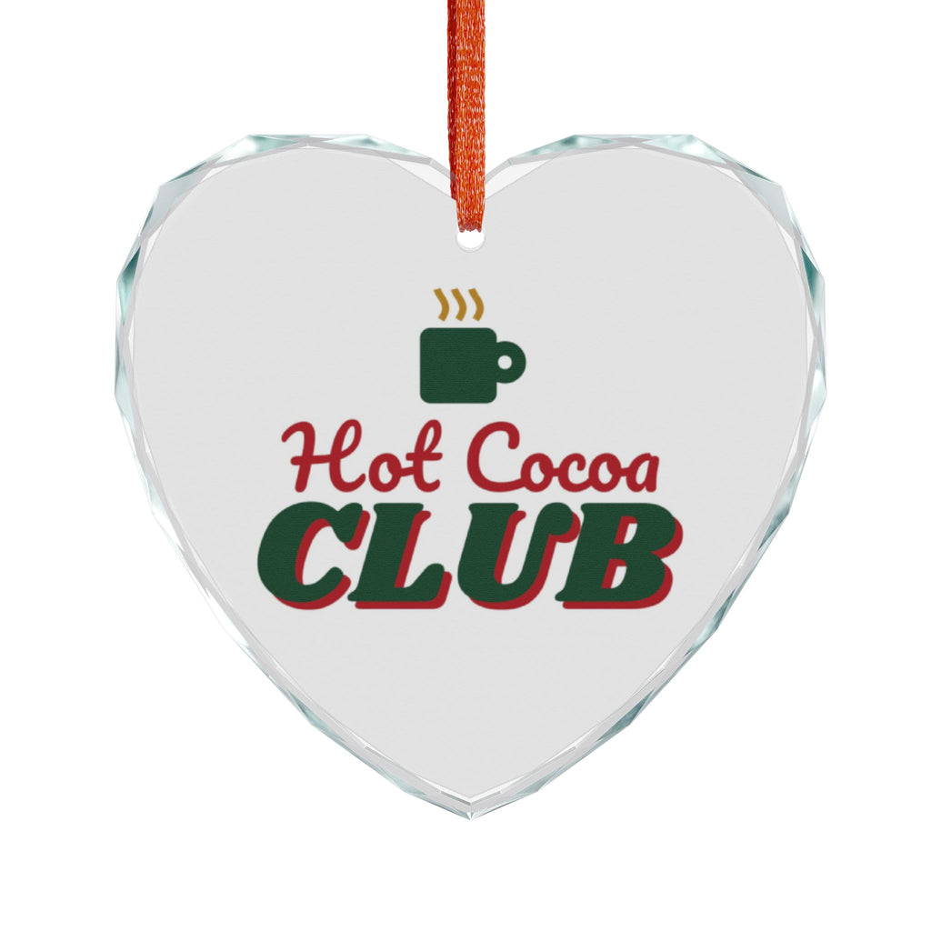 Hot Cocoa Club Glass Heart Ornament