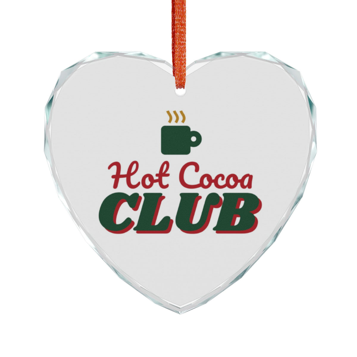 Hot Cocoa Club Glass Heart Ornament