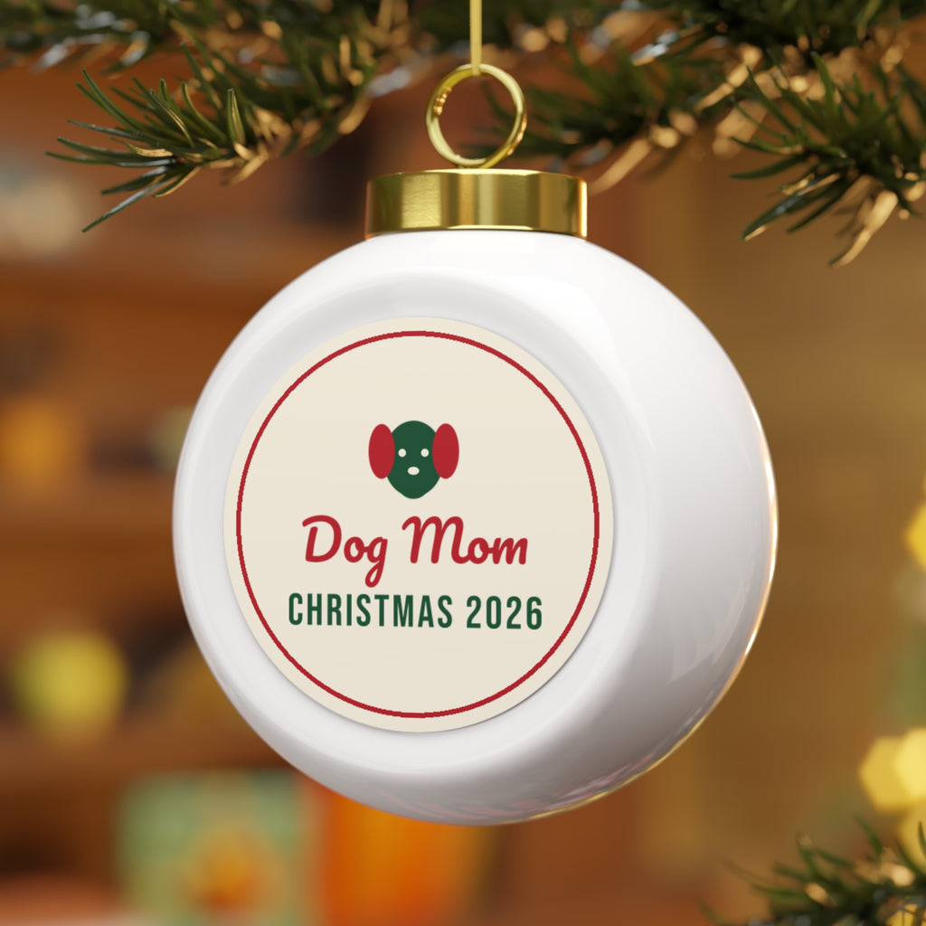 Dog Mom Christmas Glass Ball Ornament