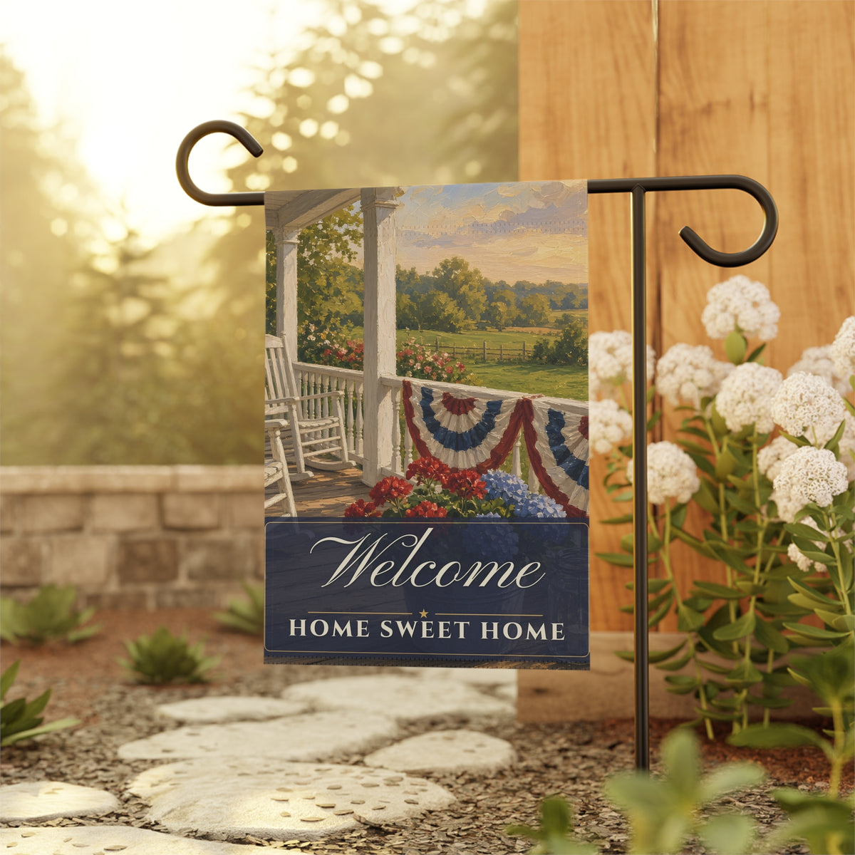 Americana Porch Welcome Garden Flag