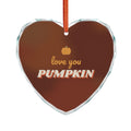 Love You Pumpkin Glass Heart Ornament