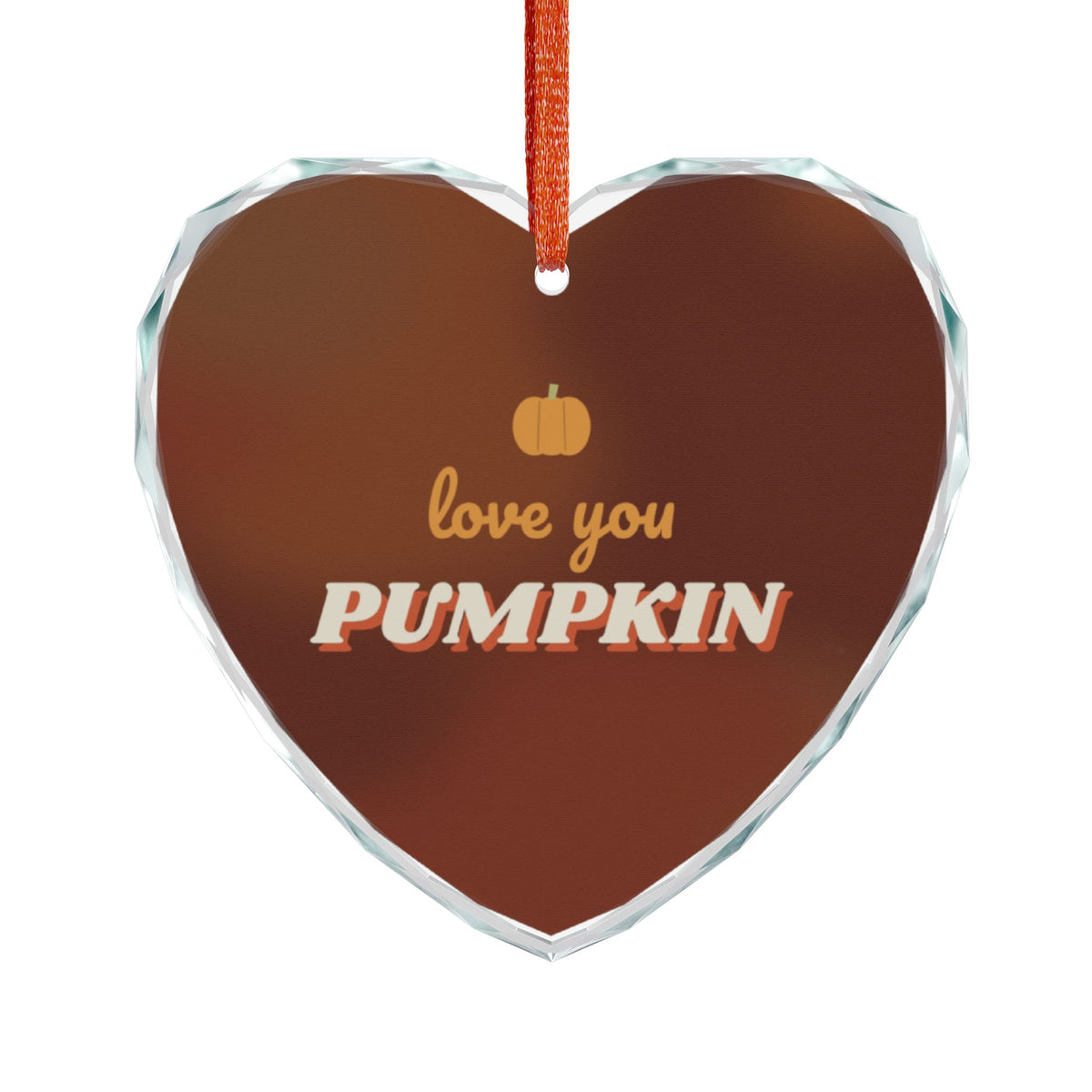Love You Pumpkin Glass Heart Ornament
