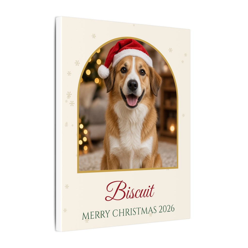 Custom Pet Portrait Christmas Canvas With Name – Gifted Porch