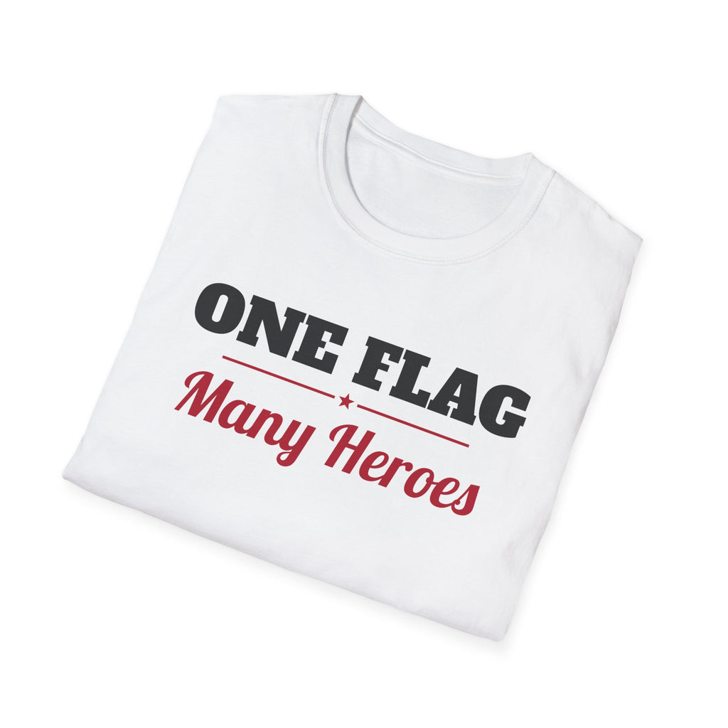 One Flag Many Heroes Patriotic T-Shirt – Gifted Porch, view 5