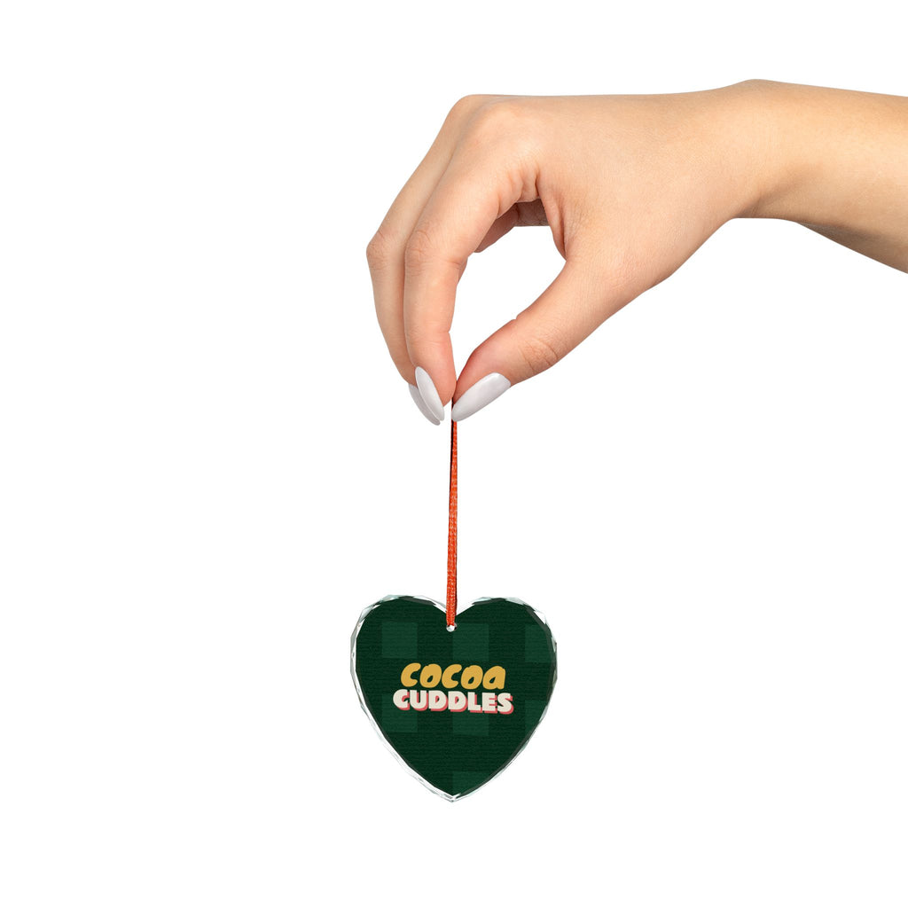 Cocoa Cuddles Glass Heart Ornament