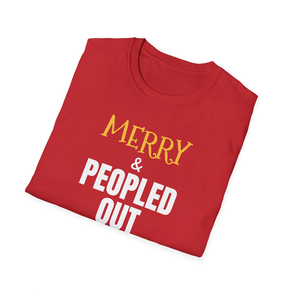 Merry And Peopled Out Funny Introvert Christmas T-Shirt – Gifted Porch, view 16