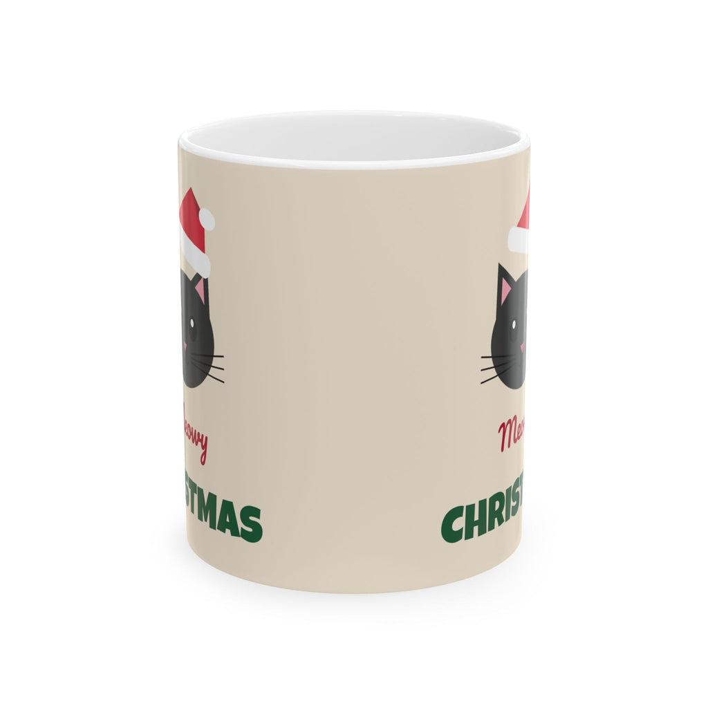 Meowy Christmas Cat Mug 11oz Ceramic Coffee Mug Black Cat Lover Gift – Gifted Porch
