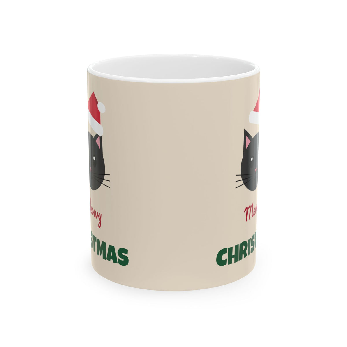 Meowy Christmas Cat Mug 11oz Ceramic Coffee Mug Black Cat Lover Gift – Gifted Porch