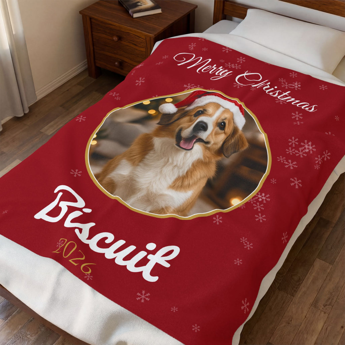 Custom Pet Photo Christmas Blanket With Name – Gifted Porch