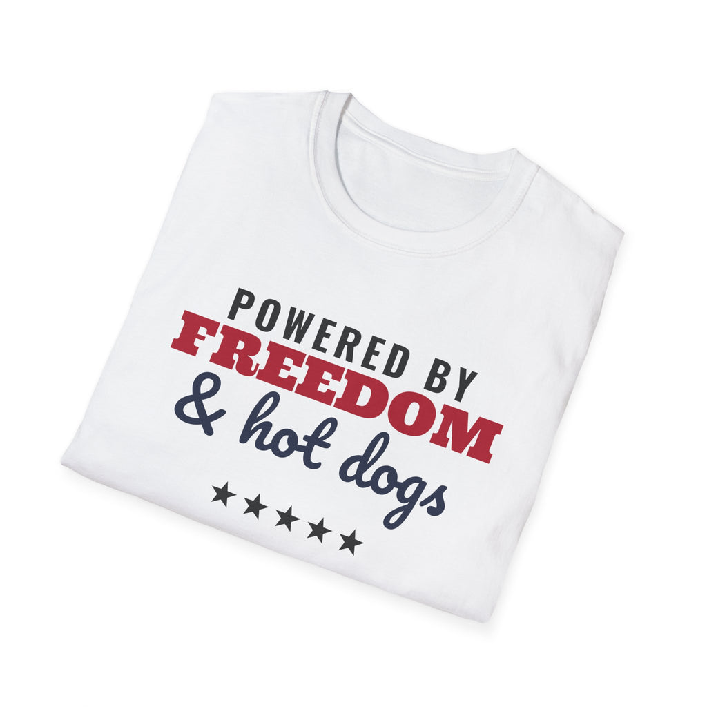 Powered By Freedom And Hot Dogs Funny 4th Of July T-Shirt – Gifted Porch, view 5