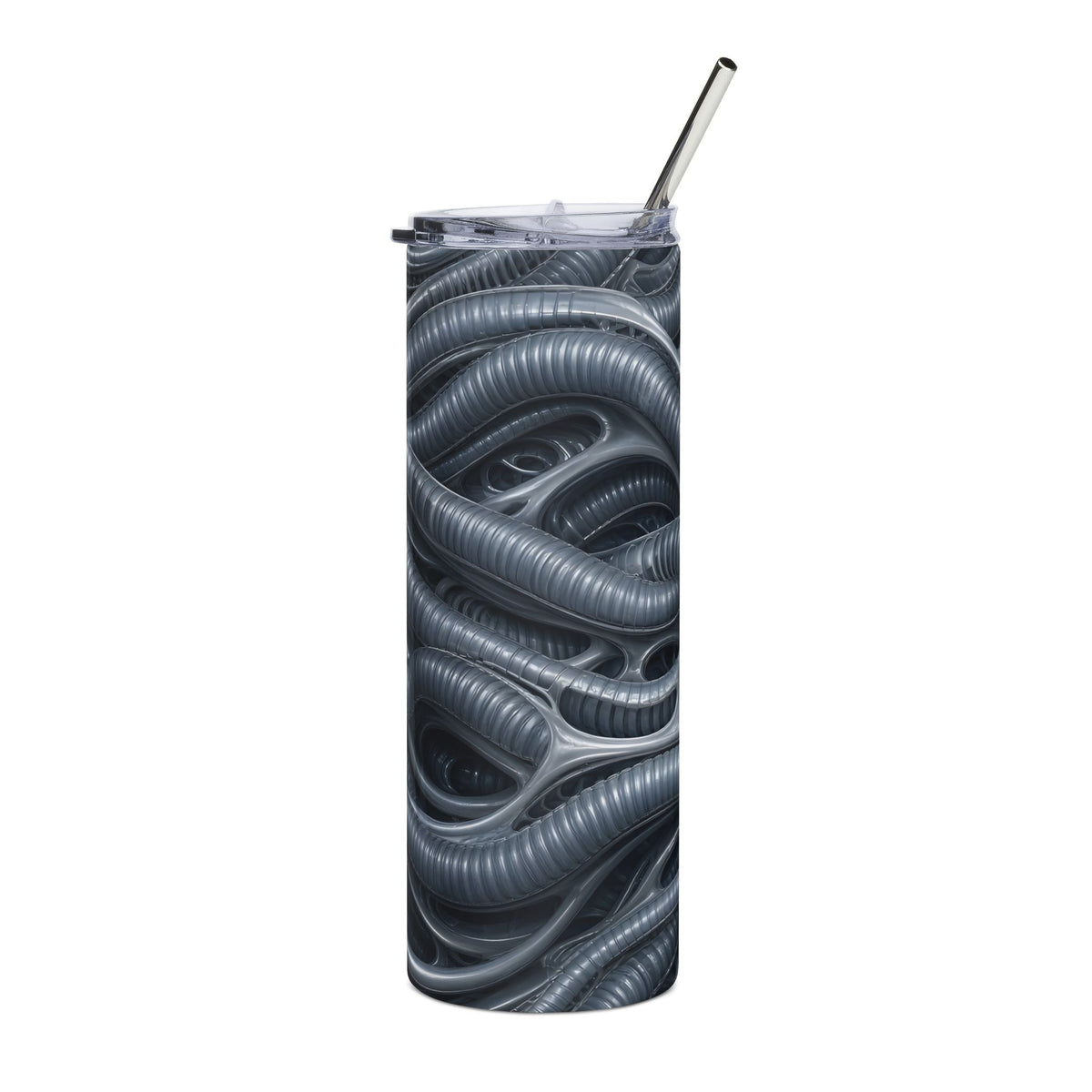 Ribbed Tubes 20oz tumbler – biomechanical art tumbler by Gifted Porch