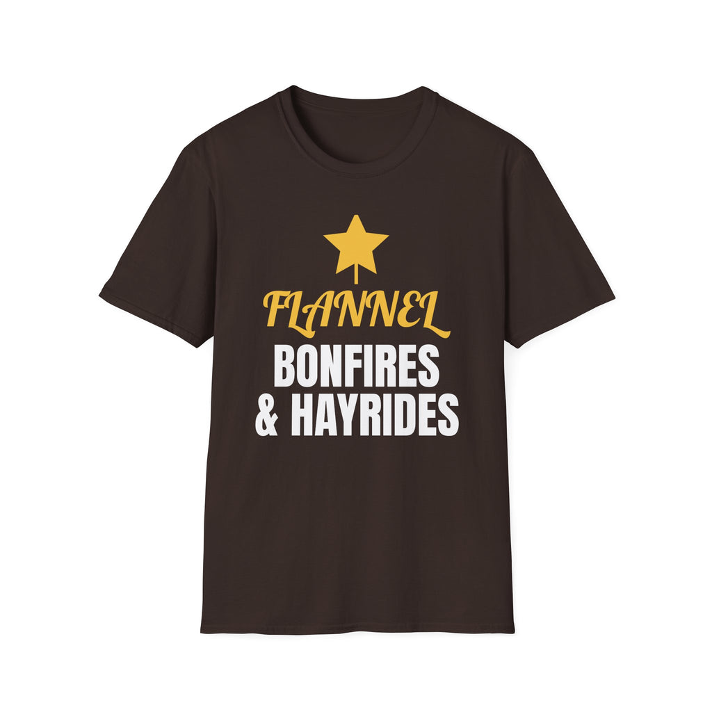 Flannel Bonfires And Hayrides Country Fall T-Shirt – Gifted Porch, view 6